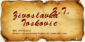 Živoslavka Tošković vizit kartica